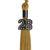Antique Gold Graduation Tassel with Black Bling Charm by Wholesale Grad Supply