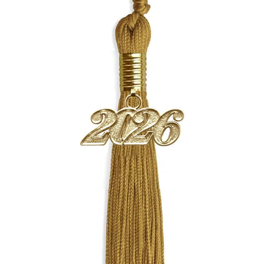 Antique Gold Graduation Tassel with Gold Bling Charm by Wholesale Grad Supply