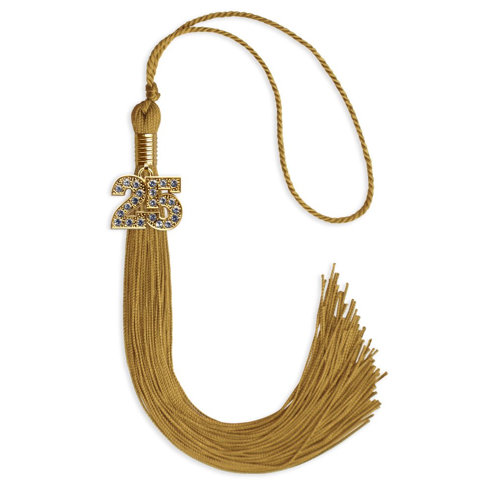 Antique Gold Graduation Tassel with Gold Bling Charm by Wholesale Grad Supply