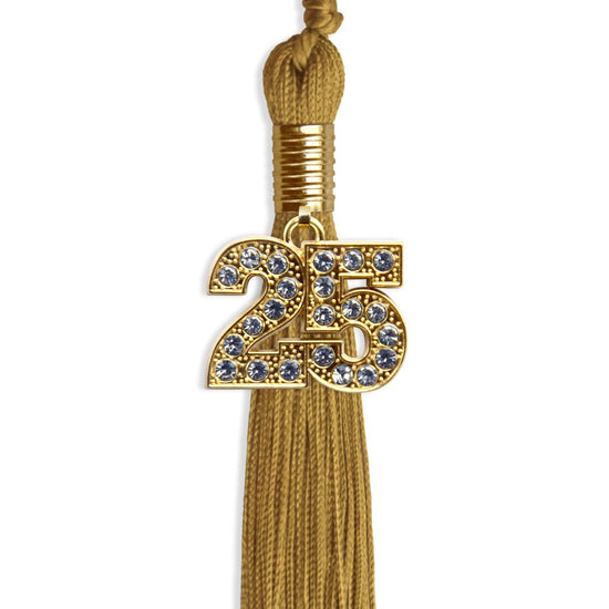 Antique Gold Graduation Tassel with Gold Bling Charm by Wholesale Grad Supply