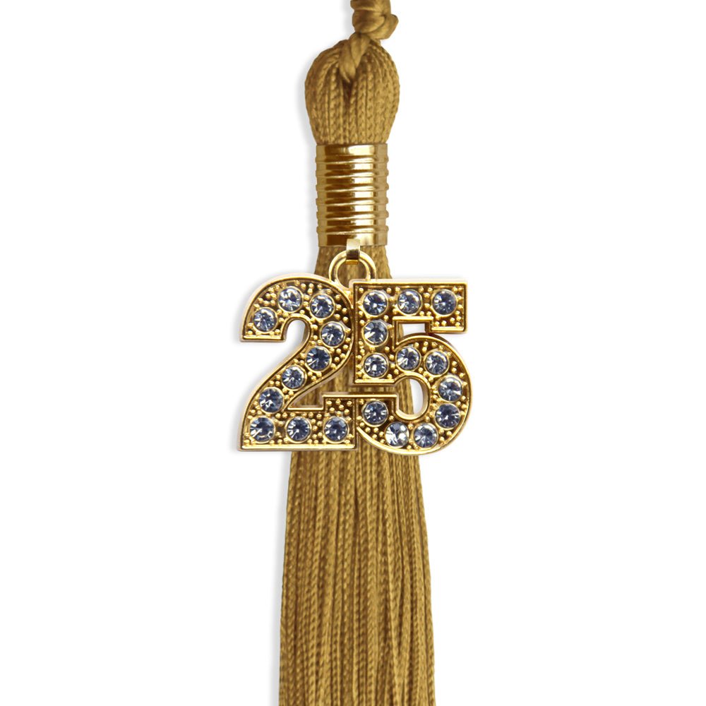 Antique Gold Graduation Tassel with Gold Bling Charm by Wholesale Grad Supply