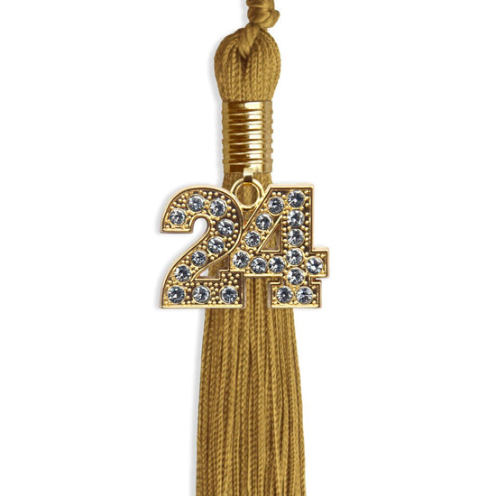 Antique Gold Graduation Tassel with Gold Bling Charm by Wholesale Grad Supply