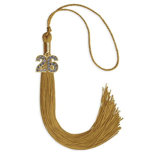 Antique Gold Graduation Tassel with Gold Bling Charm by Wholesale Grad Supply