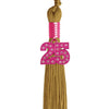 Antique Gold Graduation Tassel with Pink Bling Charm by Wholesale Grad Supply