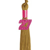 Antique Gold Graduation Tassel with Pink Bling Charm by Wholesale Grad Supply