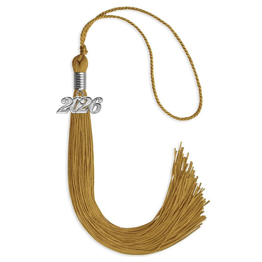 Antique Gold Graduation Tassel with Silver Bling Charm by Wholesale Grad Supply