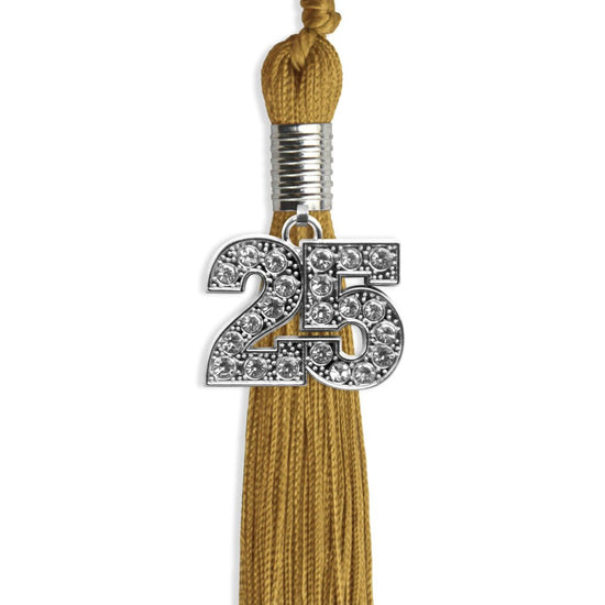 Antique Gold Graduation Tassel with Silver Bling Charm by Wholesale Grad Supply