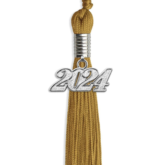 Antique Gold Graduation Tassel with Silver Bling Charm by Wholesale Grad Supply