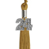 Antique Gold Graduation Tassel with Silver Bling Charm by Wholesale Grad Supply