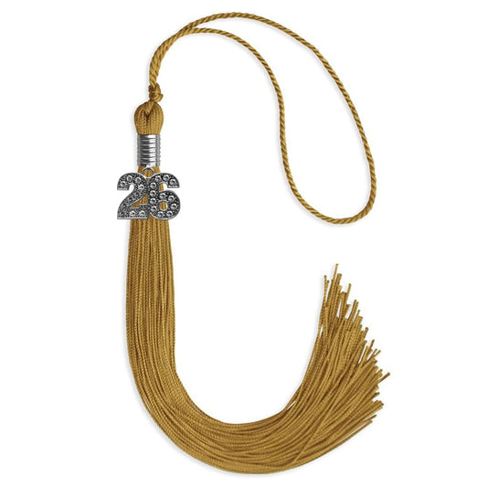 Antique Gold Graduation Tassel with Silver Bling Charm by Wholesale Grad Supply