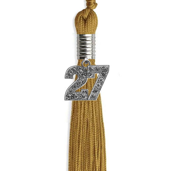 Antique Gold Graduation Tassel with Silver Bling Charm by Wholesale Grad Supply