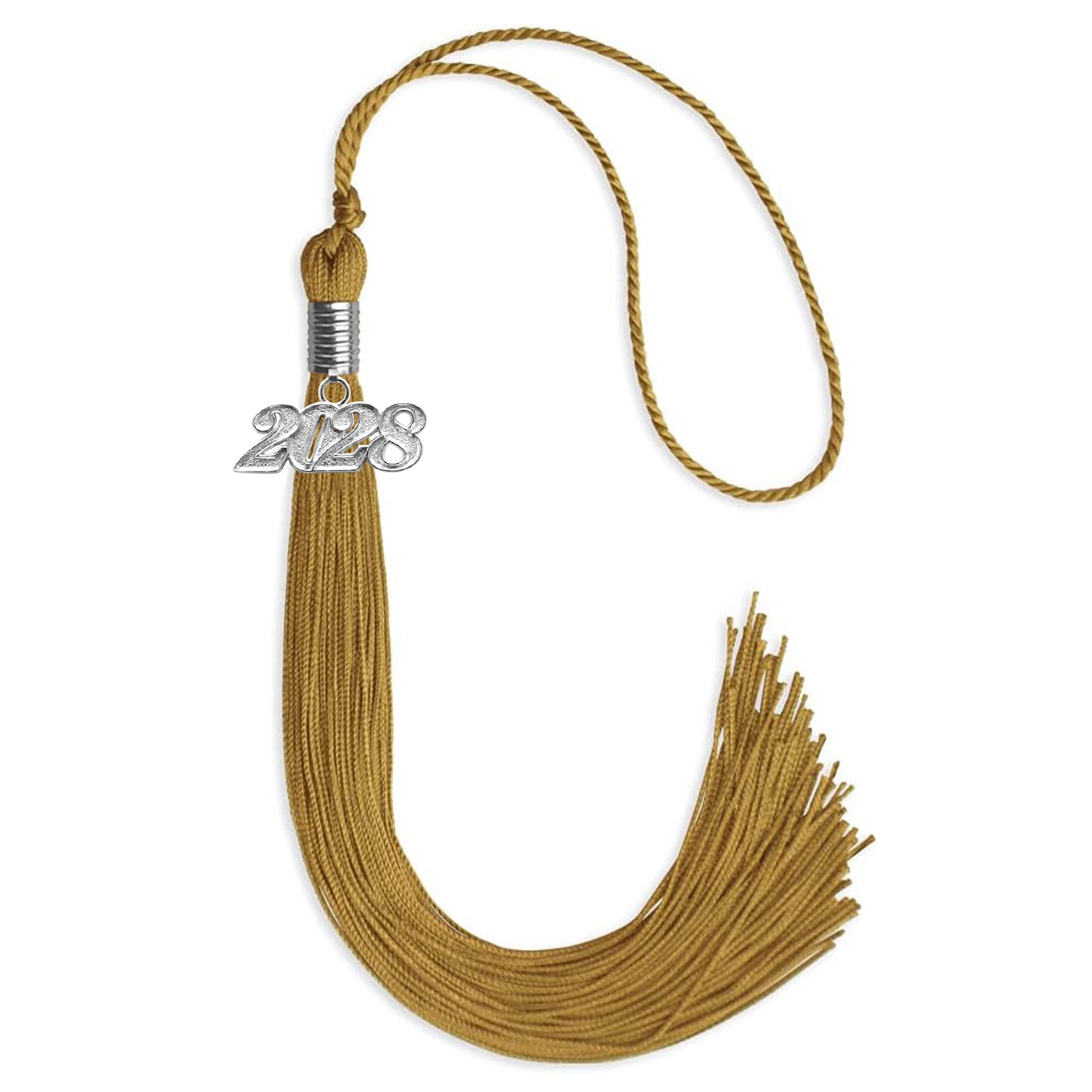 Antique Gold Graduation Tassel with Silver Bling Charm by Wholesale Grad Supply