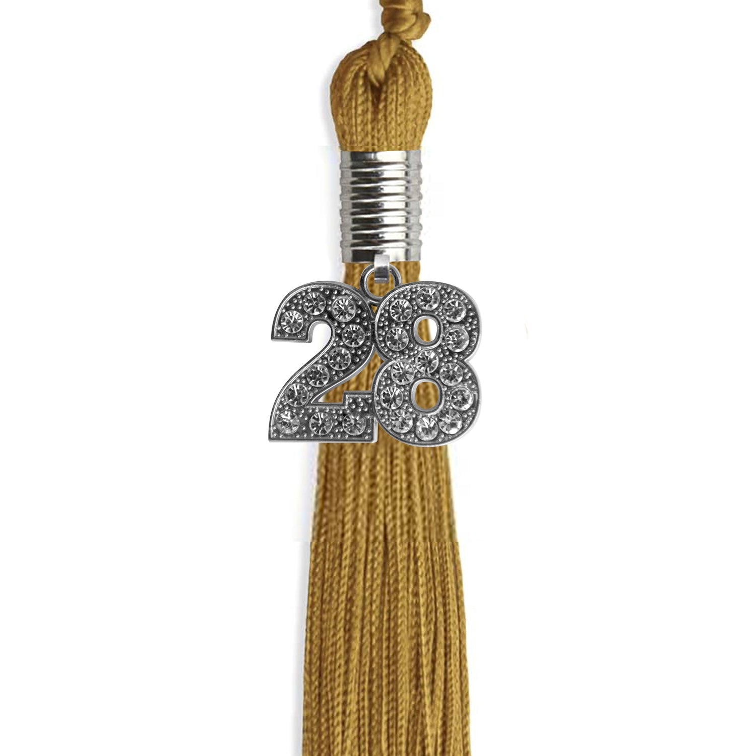 Antique Gold Graduation Tassel with Silver Bling Charm by Wholesale Grad Supply