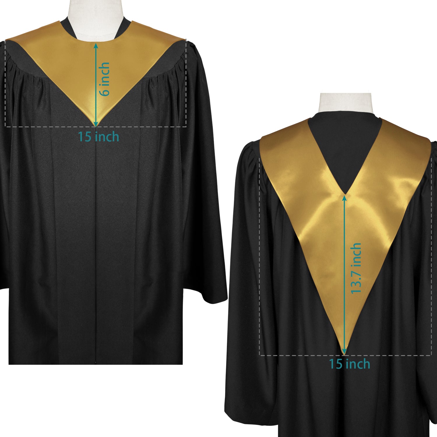 Antique Gold Graduation V-Stole by Wholesale Grad Supply