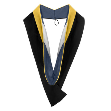 Bachelors Hood For Science, Mathematics, Political Science - Gold/Navy Blue/White by Wholesale Grad Supply