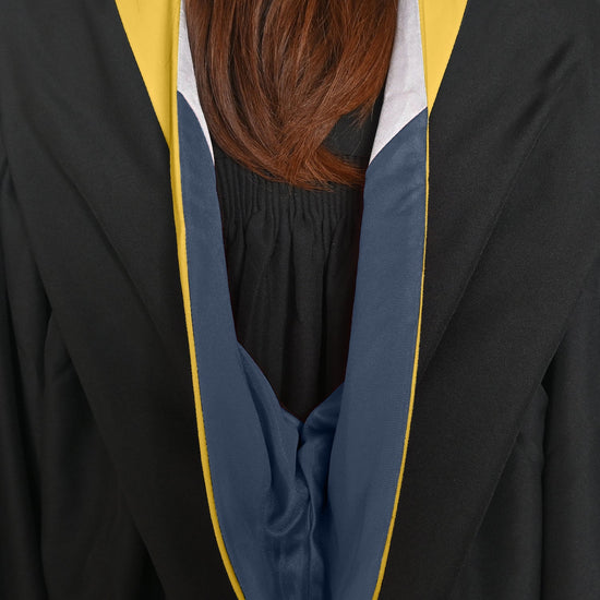 Bachelors Hood For Science, Mathematics, Political Science - Gold/Navy Blue/White by Wholesale Grad Supply