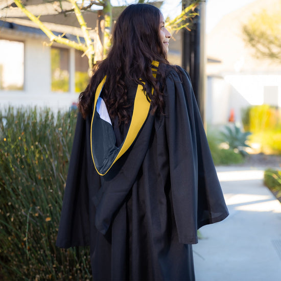 Bachelors Hood For Science, Mathematics, Political Science - Gold/Navy Blue/White by Wholesale Grad Supply