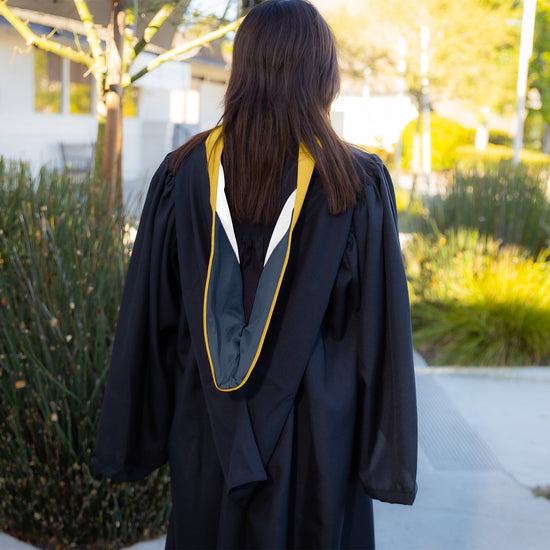 Bachelors Hood For Science, Mathematics, Political Science - Gold/Navy Blue/White by Wholesale Grad Supply