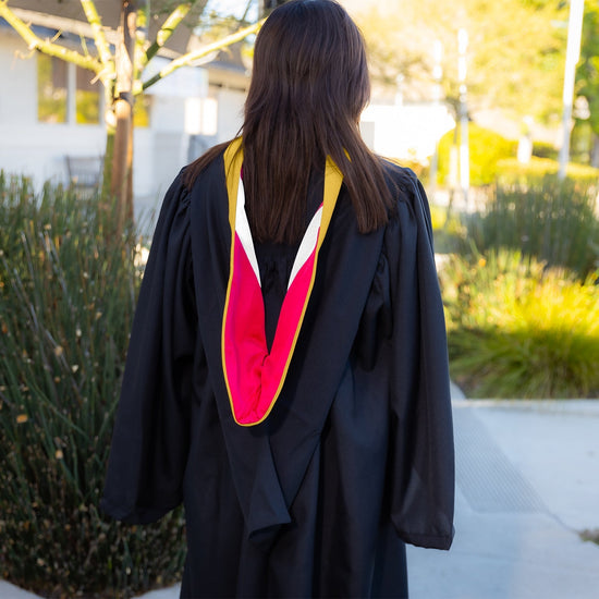 Bachelors Hood For Science, Mathematics, Political Science - Gold/Red/White by Wholesale Grad Supply