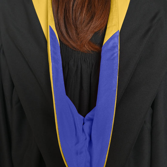 Bachelors Hood For Science, Mathematics, Political Science - Gold/Royal Blue/Gold by Wholesale Grad Supply
