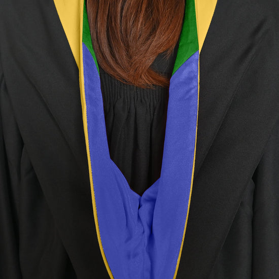 Bachelors Hood For Science, Mathematics, Political Science - Gold/Royal Blue/Green by Wholesale Grad Supply