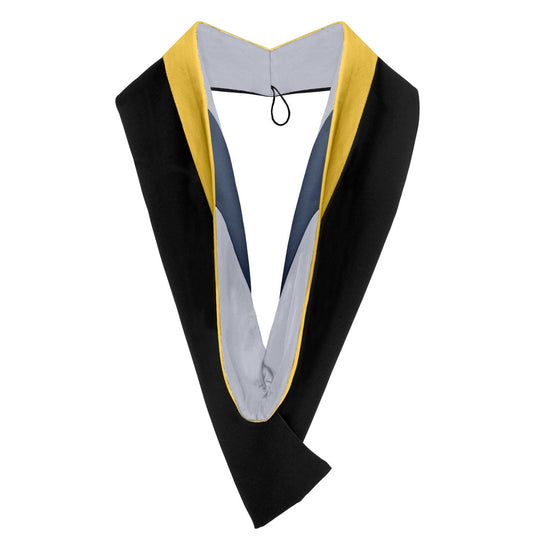 Bachelors Hood For Science, Mathematics, Political Science - Gold/Silver/Navy Blue by Wholesale Grad Supply