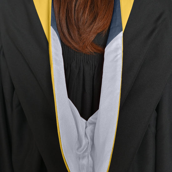 Bachelors Hood For Science, Mathematics, Political Science - Gold/Silver/Navy Blue by Wholesale Grad Supply
