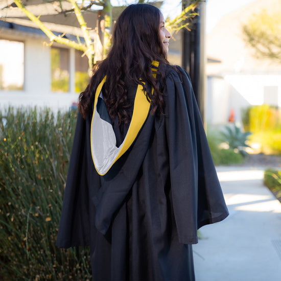 Bachelors Hood For Science, Mathematics, Political Science - Gold/Silver/Navy Blue by Wholesale Grad Supply