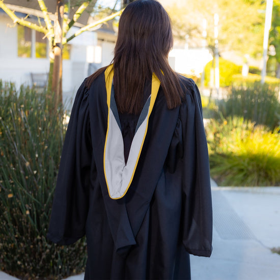 Bachelors Hood For Science, Mathematics, Political Science - Gold/Silver/Navy Blue by Wholesale Grad Supply