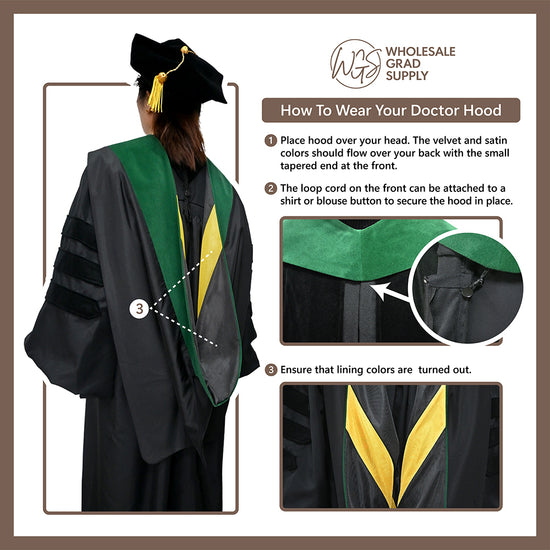 Doctoral Hood For Philosophy - Dark Blue/Gold/Royal Blue by Wholesale Grad Supply