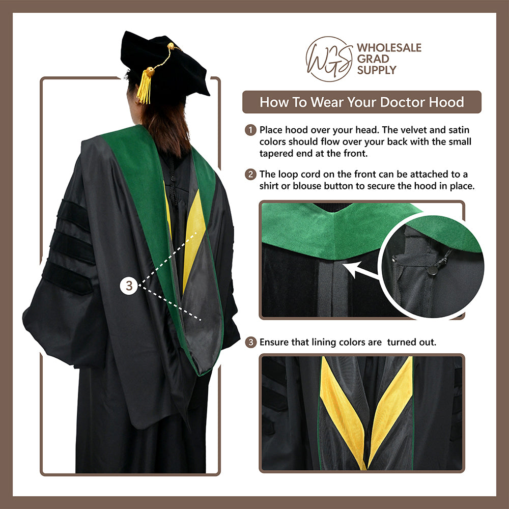Doctoral Hood For Philosophy - Dark Blue/Gold/Royal Blue by Wholesale Grad Supply