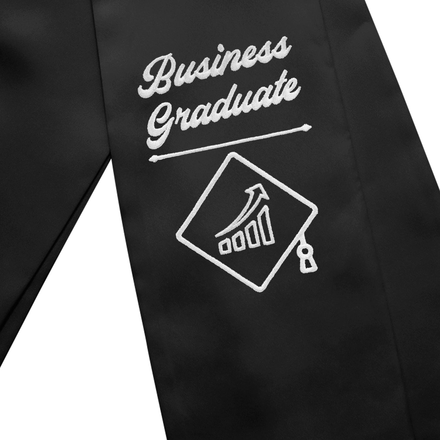 Black Business Graduate Stole/Sash with Classic Tips by Wholesale Grad Supply
