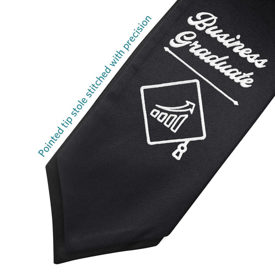Black Business Graduate Stole/Sash with Classic Tips by Wholesale Grad Supply