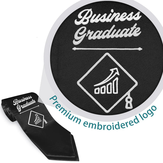 Black Business Graduate Stole/Sash with Classic Tips by Wholesale Grad Supply