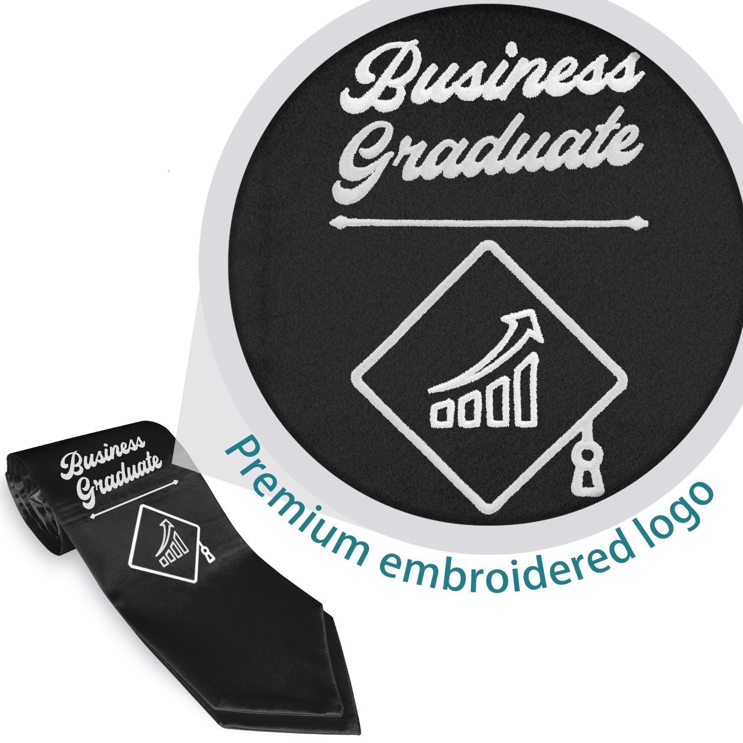 Black Business Graduate Stole/Sash with Classic Tips by Wholesale Grad Supply