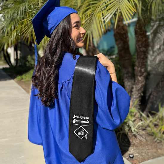 Black Business Graduate Stole/Sash with Classic Tips by Wholesale Grad Supply