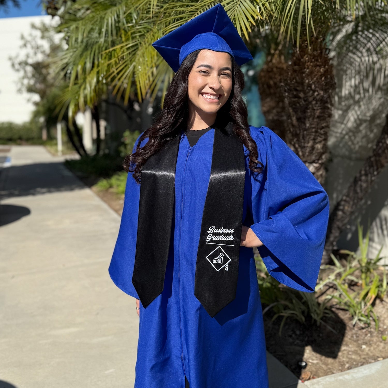 Black Business Graduate Stole/Sash with Classic Tips by Wholesale Grad Supply
