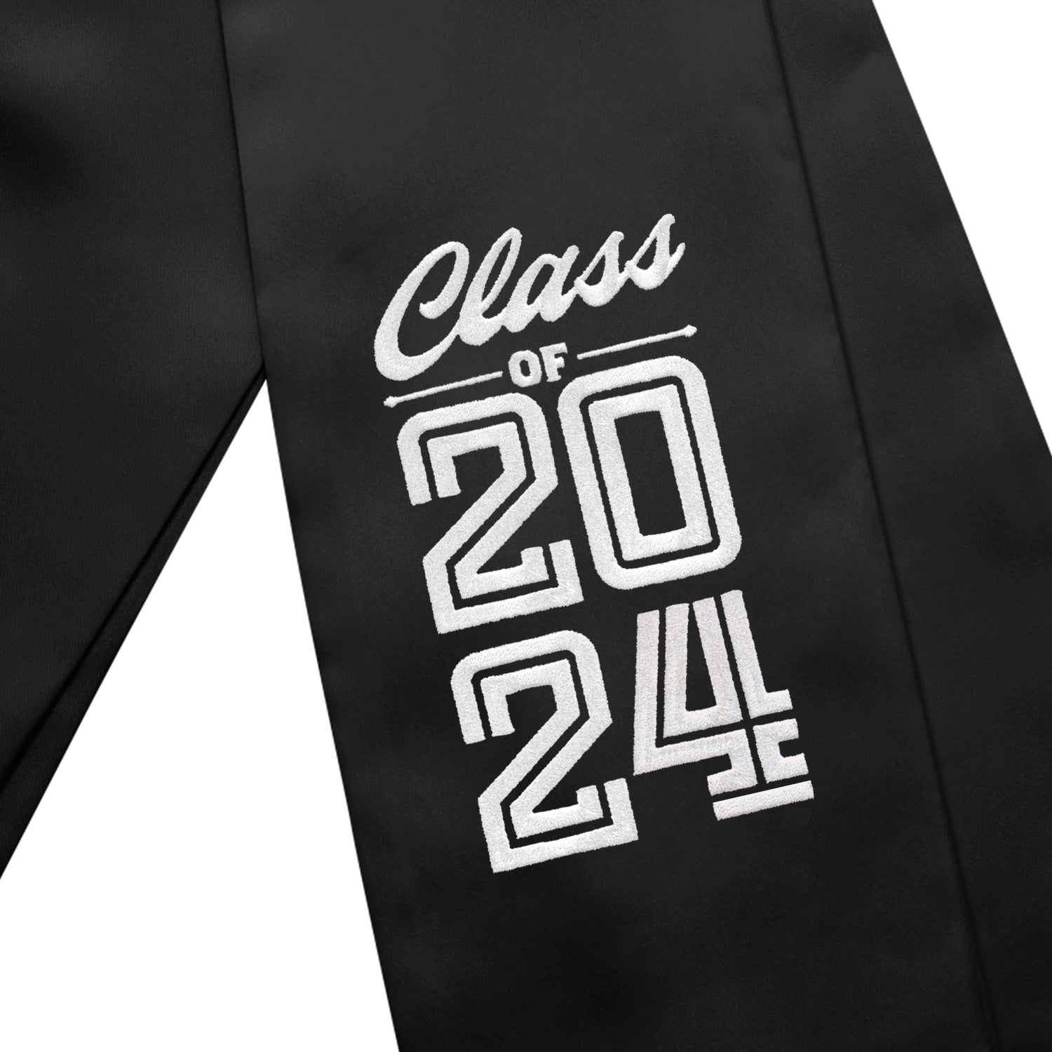 Black Class of 2024 Graduation Stole/Sash with Classic Tips by Wholesale Grad Supply