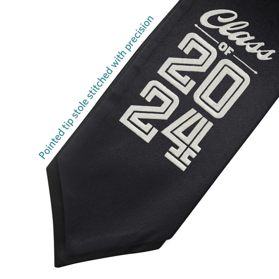Black Class of 2024 Graduation Stole/Sash with Classic Tips by Wholesale Grad Supply