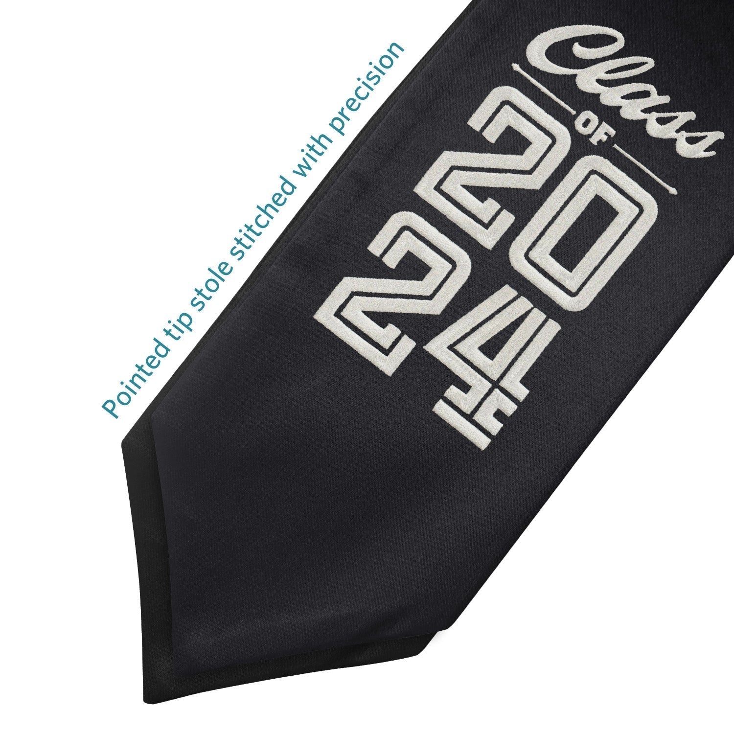 Black Class of 2024 Graduation Stole/Sash with Classic Tips by Wholesale Grad Supply