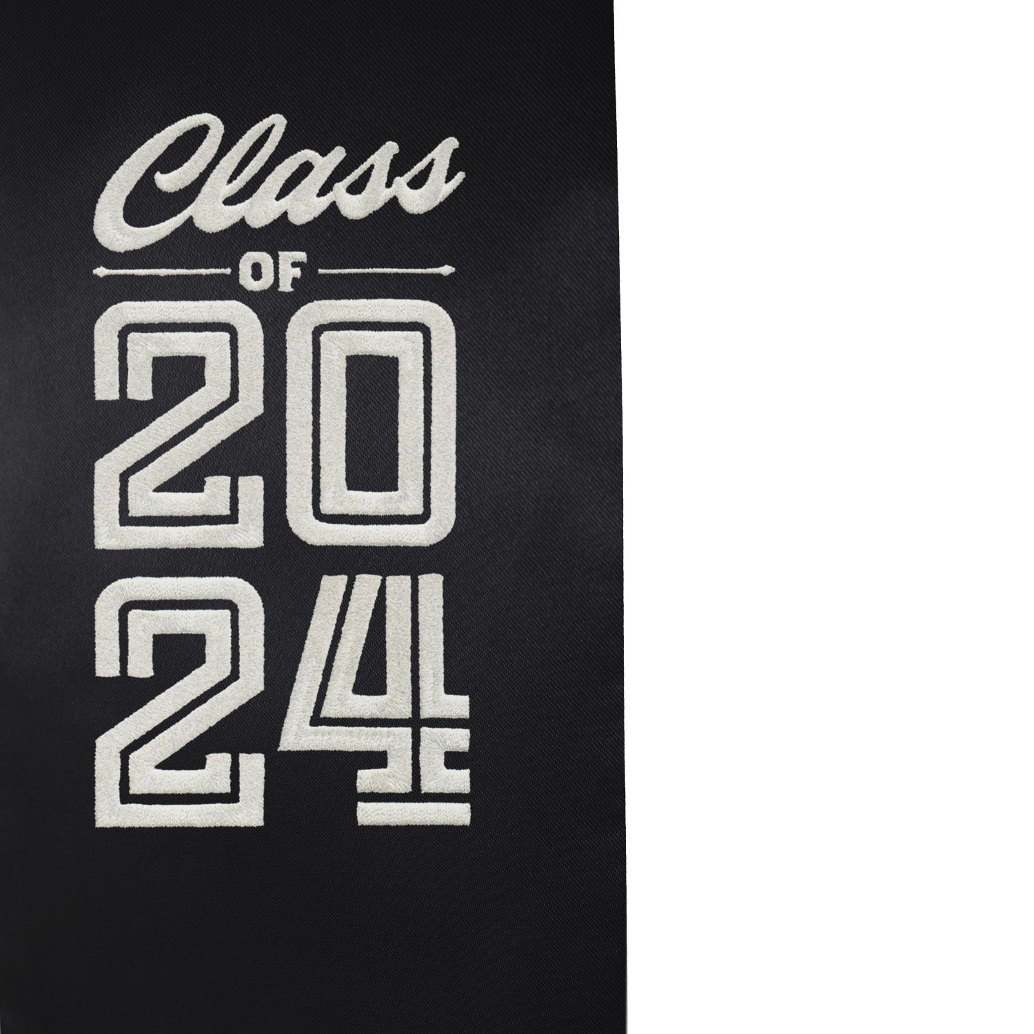 Black Class of 2024 Graduation Stole/Sash with Classic Tips by Wholesale Grad Supply