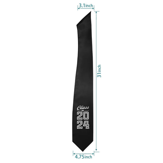 Black Class of 2024 Graduation Stole/Sash with Classic Tips by Wholesale Grad Supply