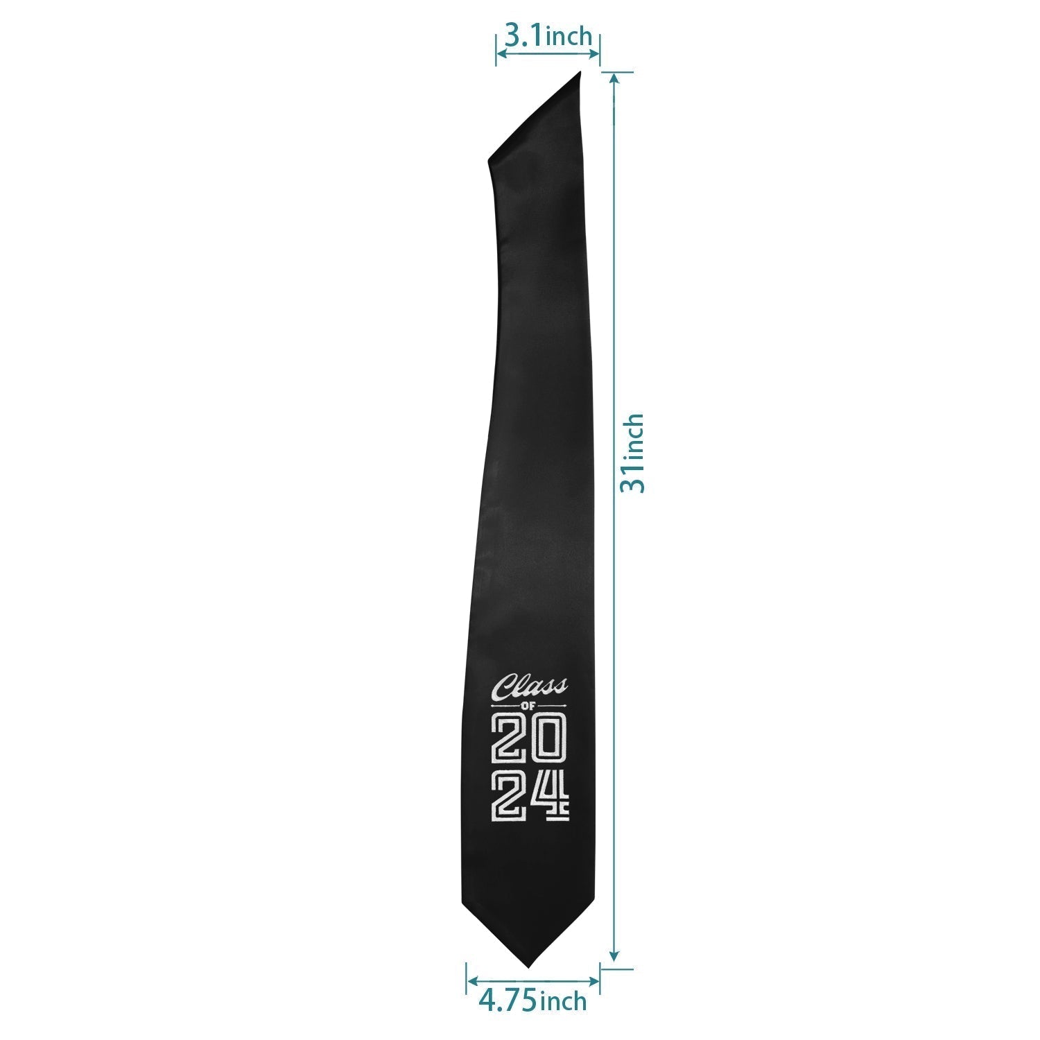 Black Class of 2024 Graduation Stole/Sash with Classic Tips by Wholesale Grad Supply