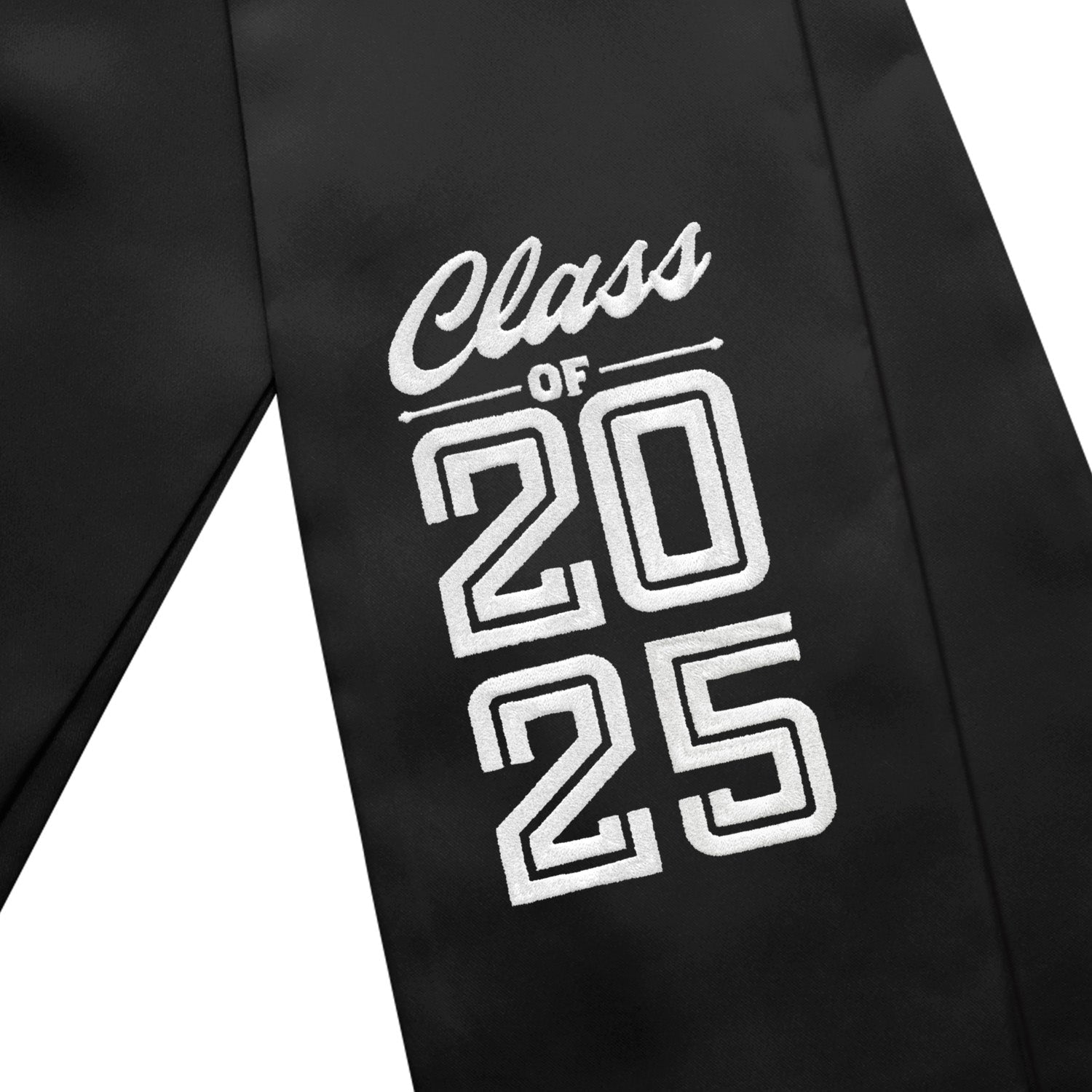 Black Class of 2025 Graduation Stole/Sash with Classic Tips by Wholesale Grad Supply