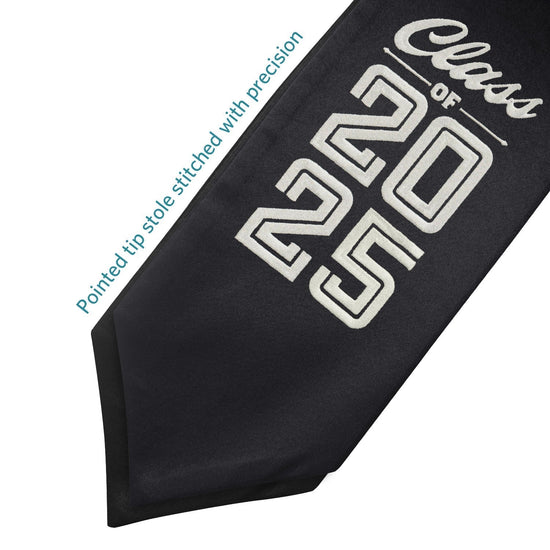 Black Class of 2025 Graduation Stole/Sash with Classic Tips by Wholesale Grad Supply