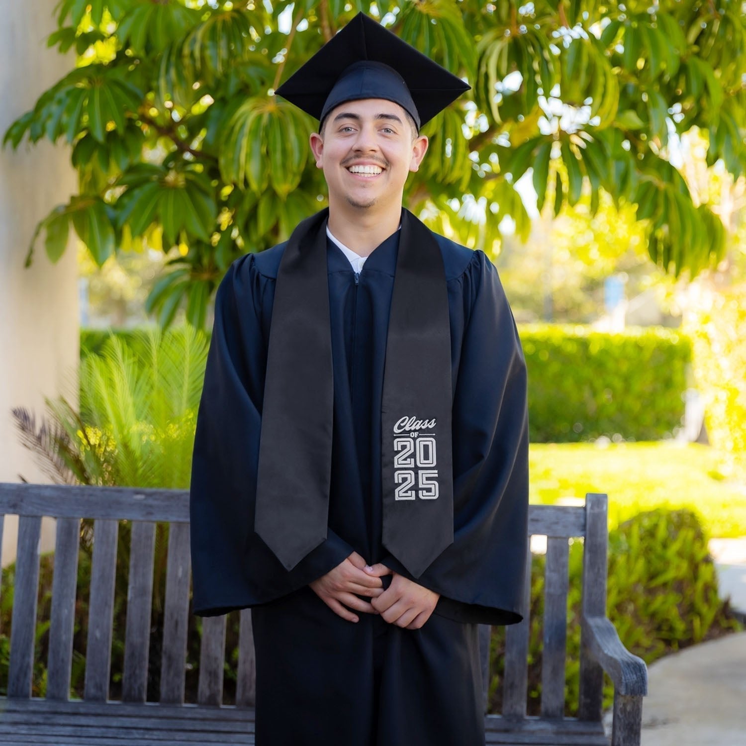 Black Class of 2025 Graduation Stole/Sash with Classic Tips by Wholesale Grad Supply