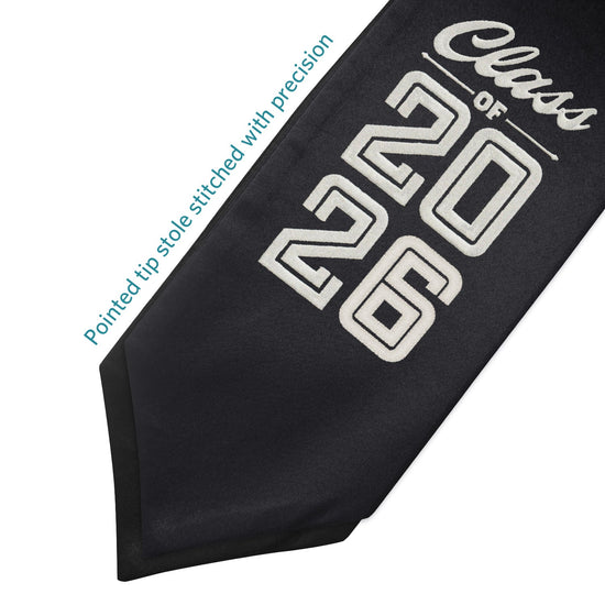 Black Class of 2026 Graduation Stole/Sash with Classic Tips by Wholesale Grad Supply