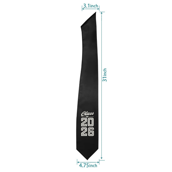 Black Class of 2026 Graduation Stole/Sash with Classic Tips by Wholesale Grad Supply