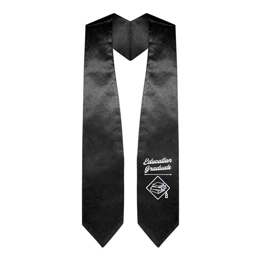 Black Education Graduate Stole/Sash with Classic Tips by Wholesale Grad Supply