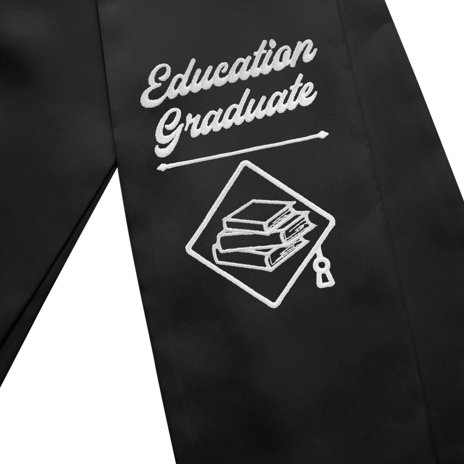 Black Education Graduate Stole/Sash with Classic Tips by Wholesale Grad Supply